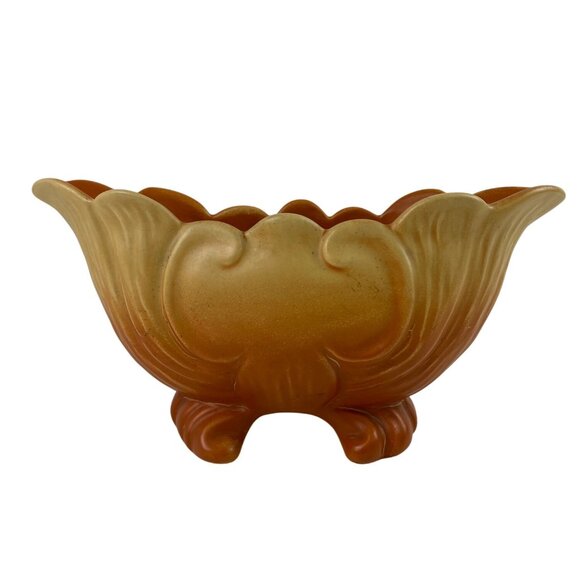 Weller Pottery Roba Footed Planter Bowl With Floral Design & Scalloped Edge - Picture 4 of 12